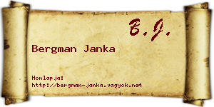 Bergman Janka névjegykártya